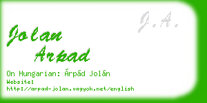 jolan arpad business card